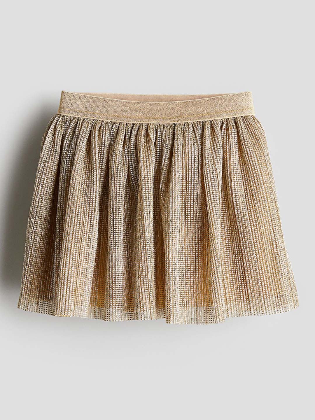 

H&M Girls Metallic-Shimmering Skirt, Gold