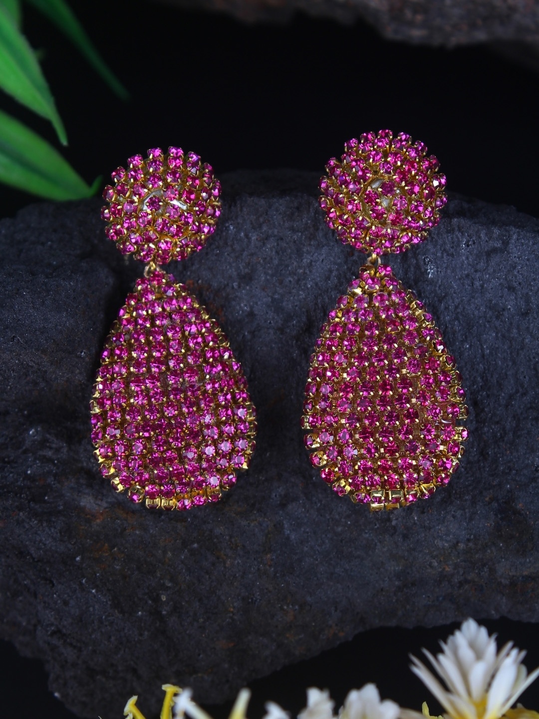 

KPOP Gold-Plated Contemporary Rhinestone Studded Drop Earrings