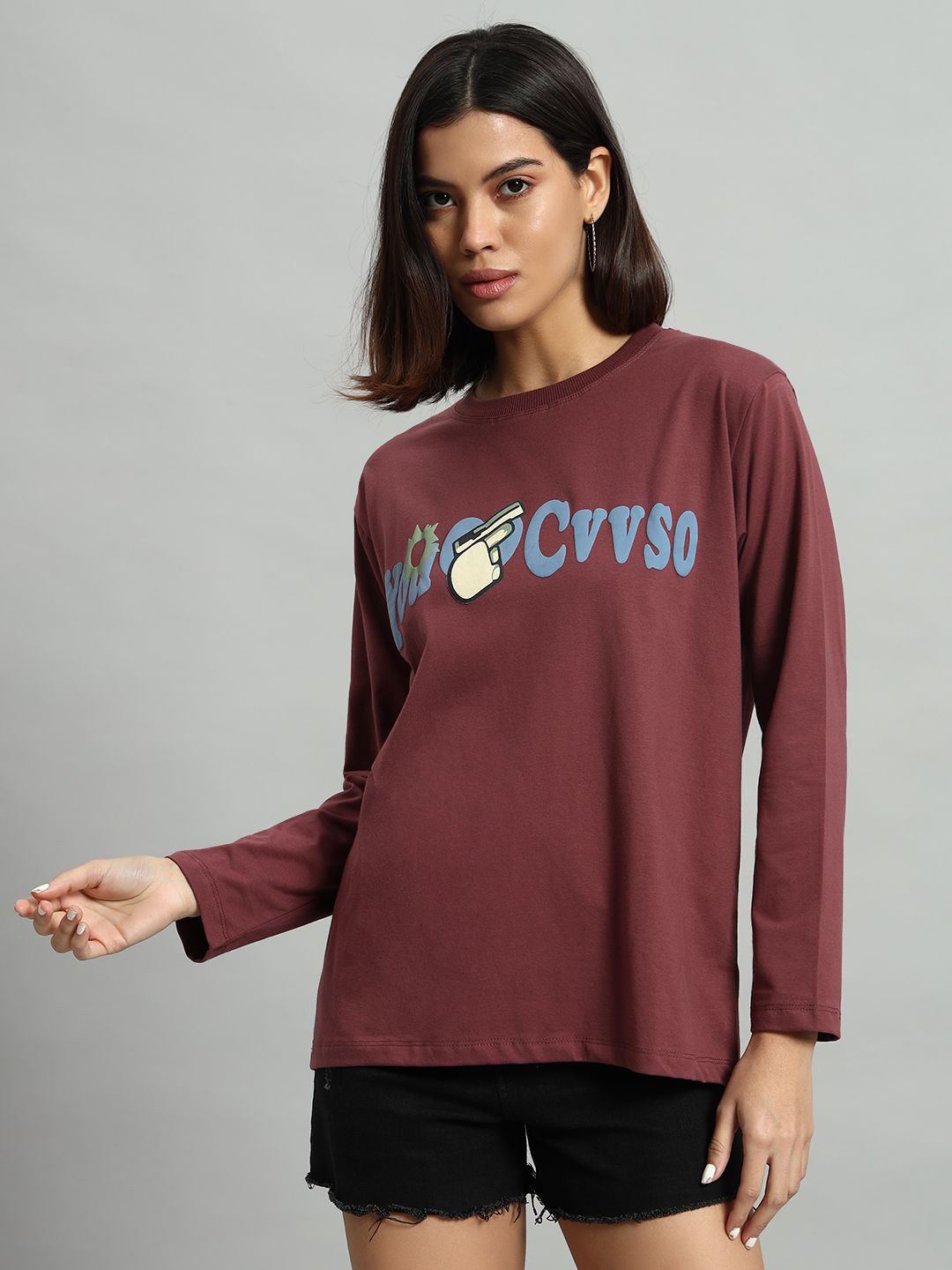 

AECK Women Typography Printed Round Neck Cotton T-shirt, Green