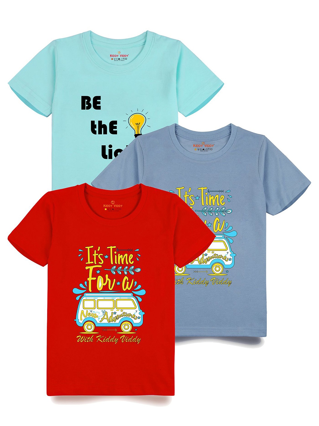 

AUSK Boys Pack Of 3 Graphic Printed Round Neck Cotton T-shirts, Sea green
