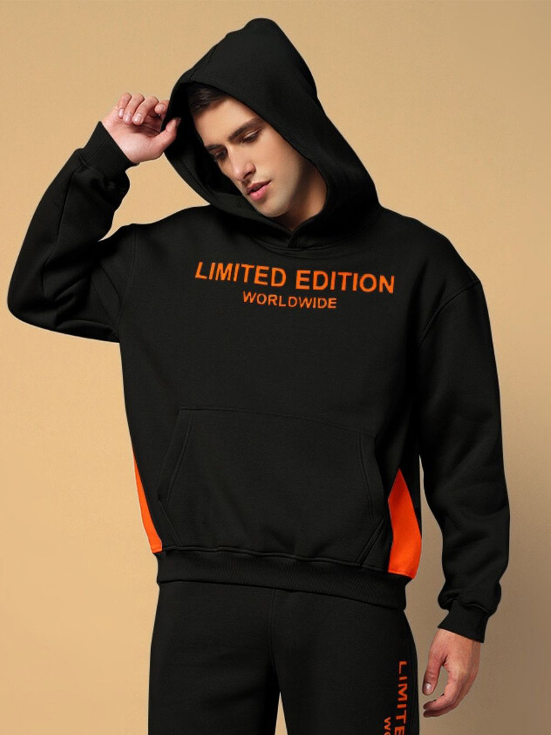 

WEARDUDS Men Typography Printed Hood Wool Pullover Sweatshirt, Grey