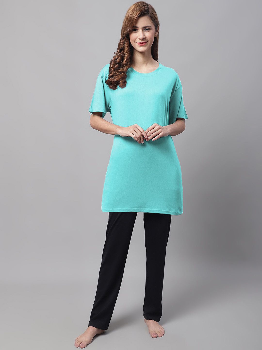 

Kanvin Women Solid Night suit, Sea green