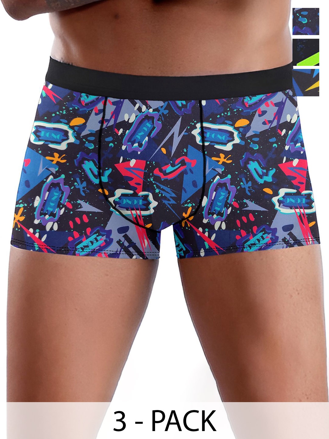 

DISPENSER Men Pack Of 3 Printed Short TrunksV11-C5-C3-C4-M, Blue