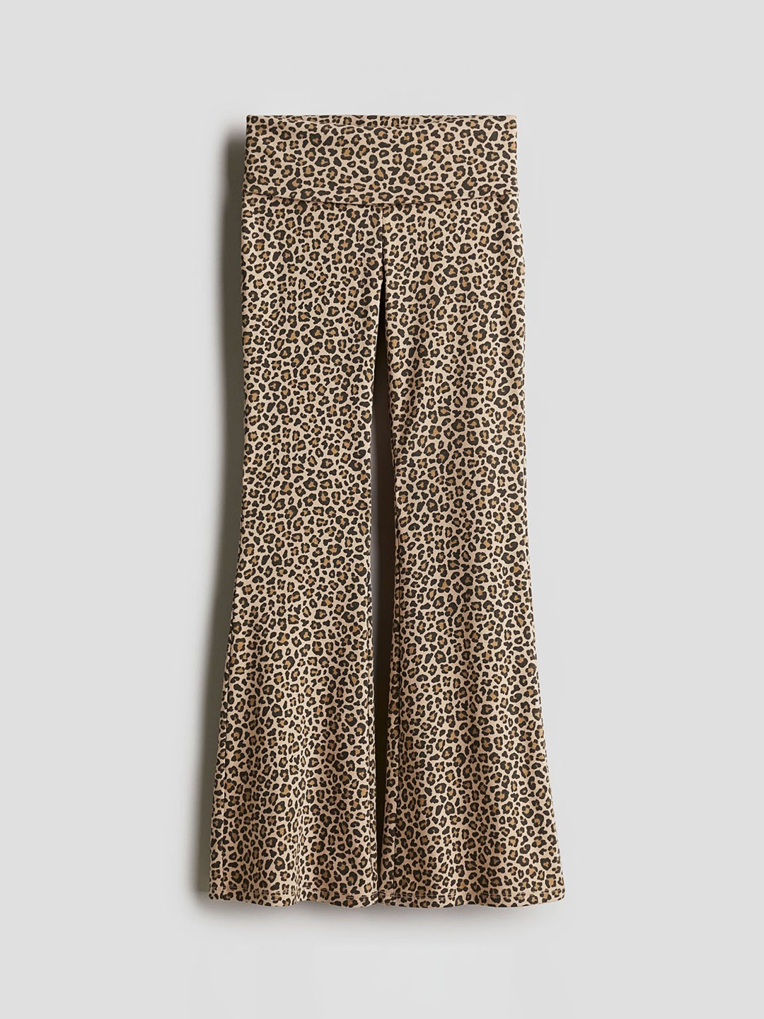 

H&M Girls Printed Flared Foldover-Waist Leggings, Beige