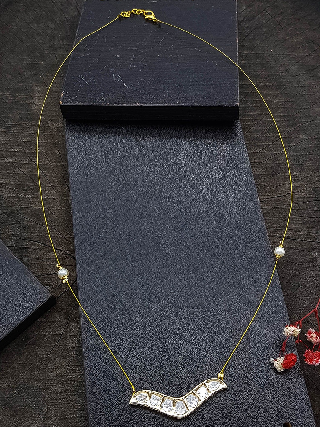 

GRIIHAM Gold-Plated AD Studded & beaded Necklace