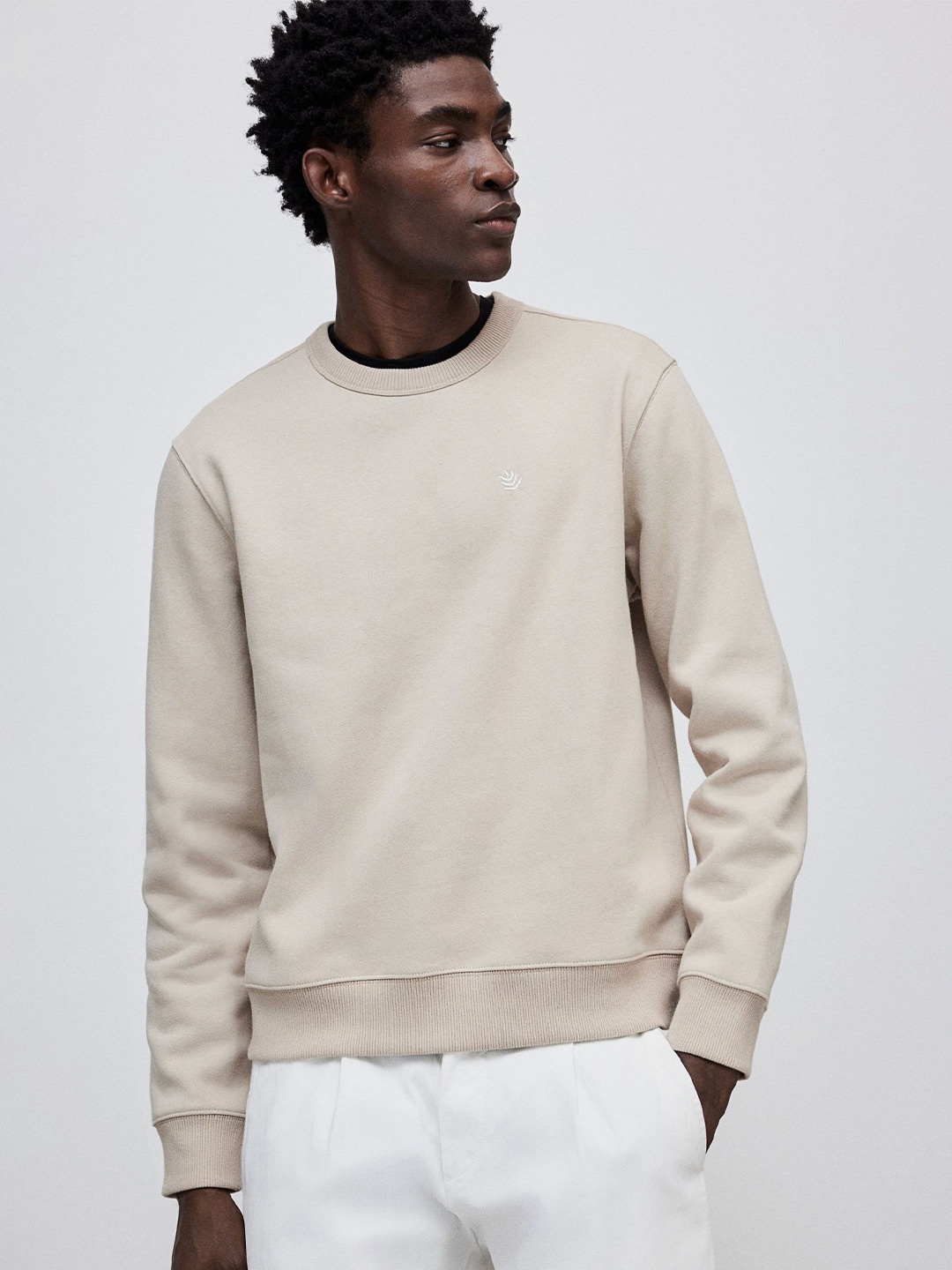 

H&M Embroidered-Motif Sweatshirts, Beige