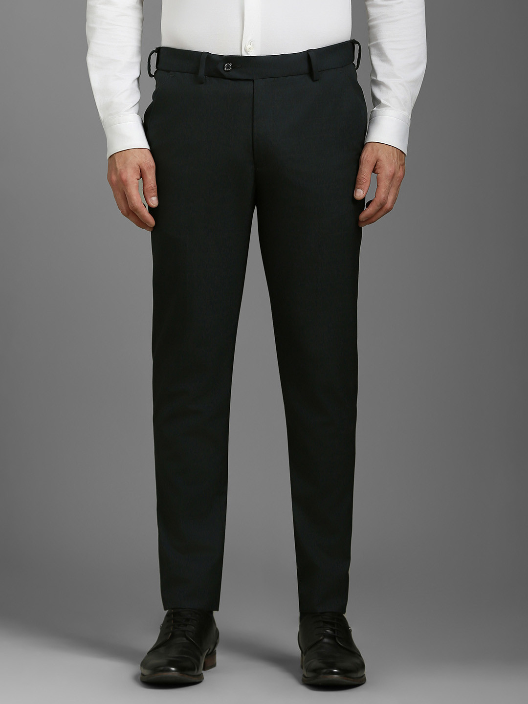 

Louis Philippe Men Checked Slim Fit Trousers, Green