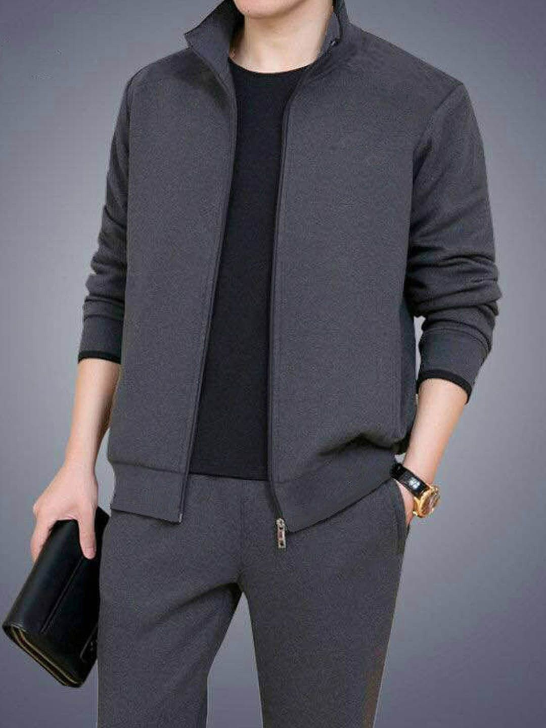 

StyleCast Polo Collar Long Sleeves Sweatshirt With Track Pant Co-Ords, Grey