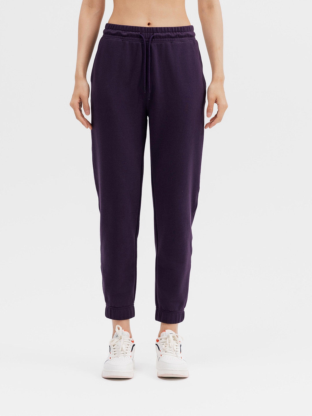 

Domyos By Decathlon High-Rise Solid Cotton Joggers, Purple