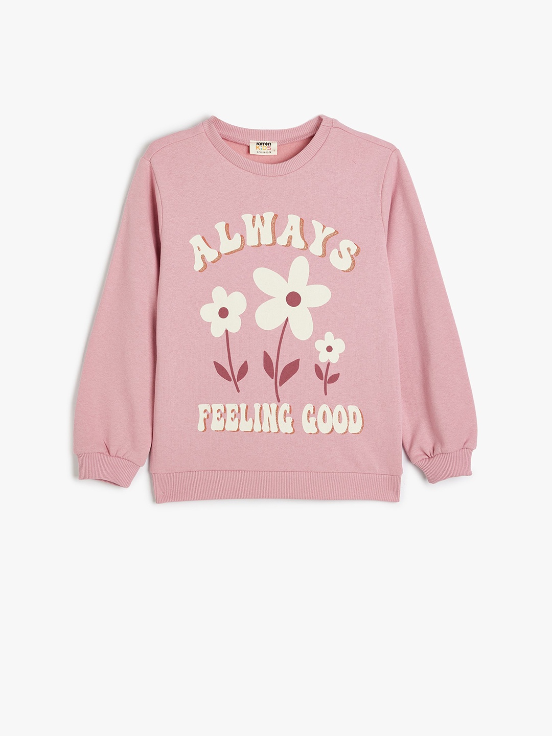 

Koton Girls Floral Printed Round Neck Cotton Pullover Sweatshirt, Pink