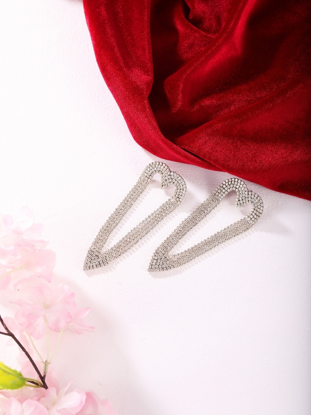 

KPOP Silver-Plated Contemporary Rhinestone Studded Drop Earrings