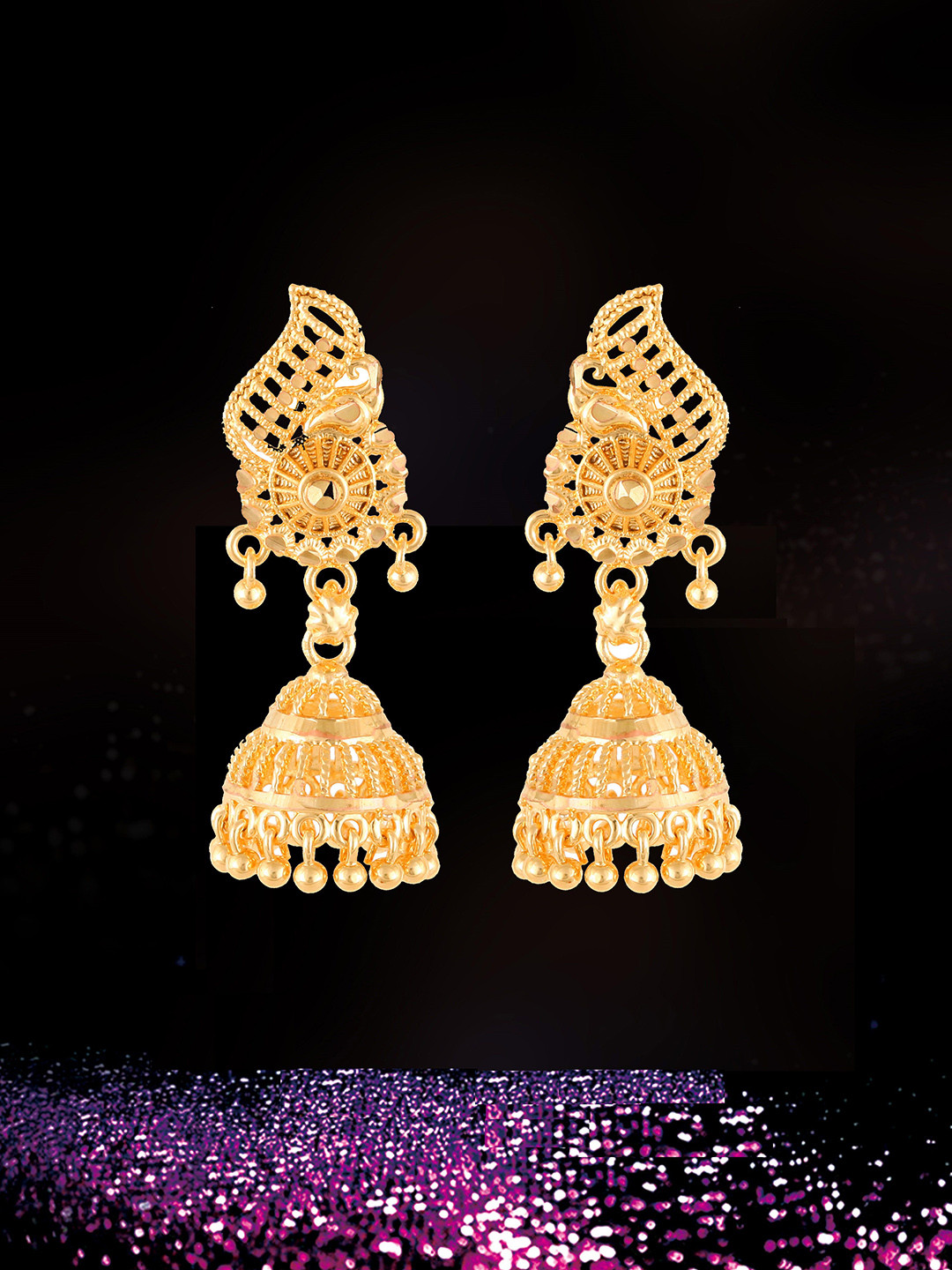 

Lila Contemporary Jhumkas Earrings, Gold