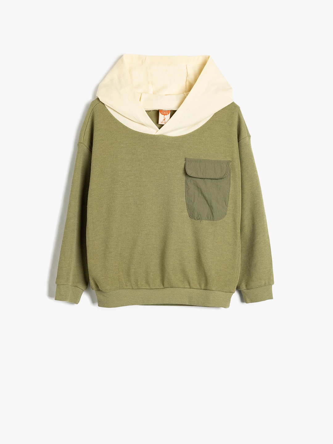 

Koton Boys Solid Hood Cotton Pullover Sweatshirt, Green