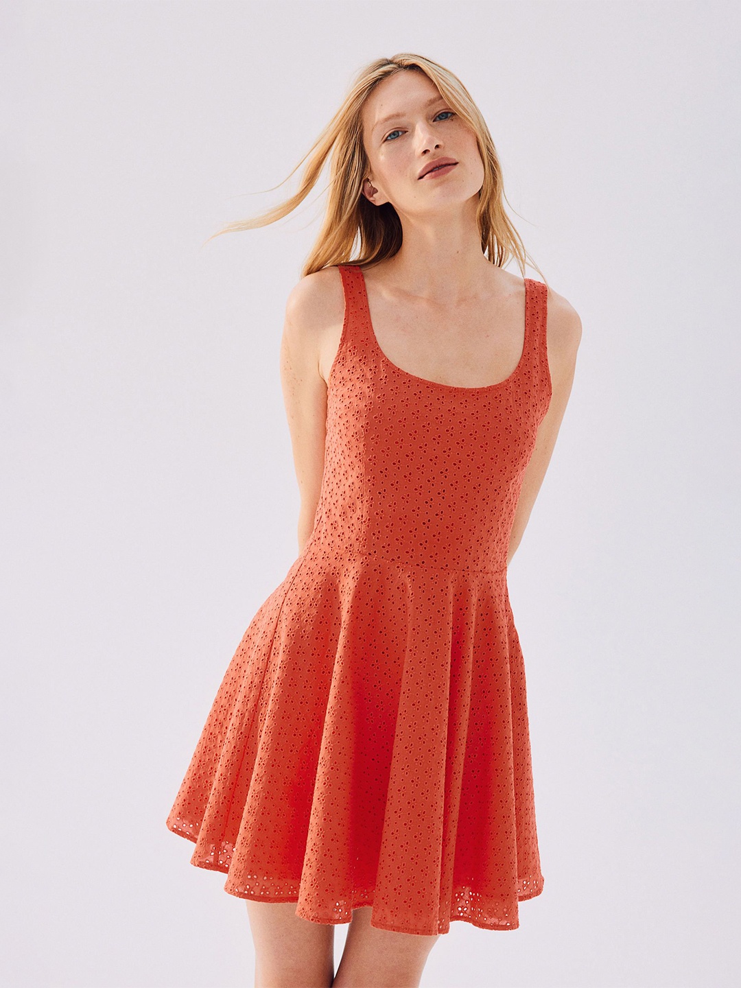 

H&M Broderie Anglaise Dress, Orange