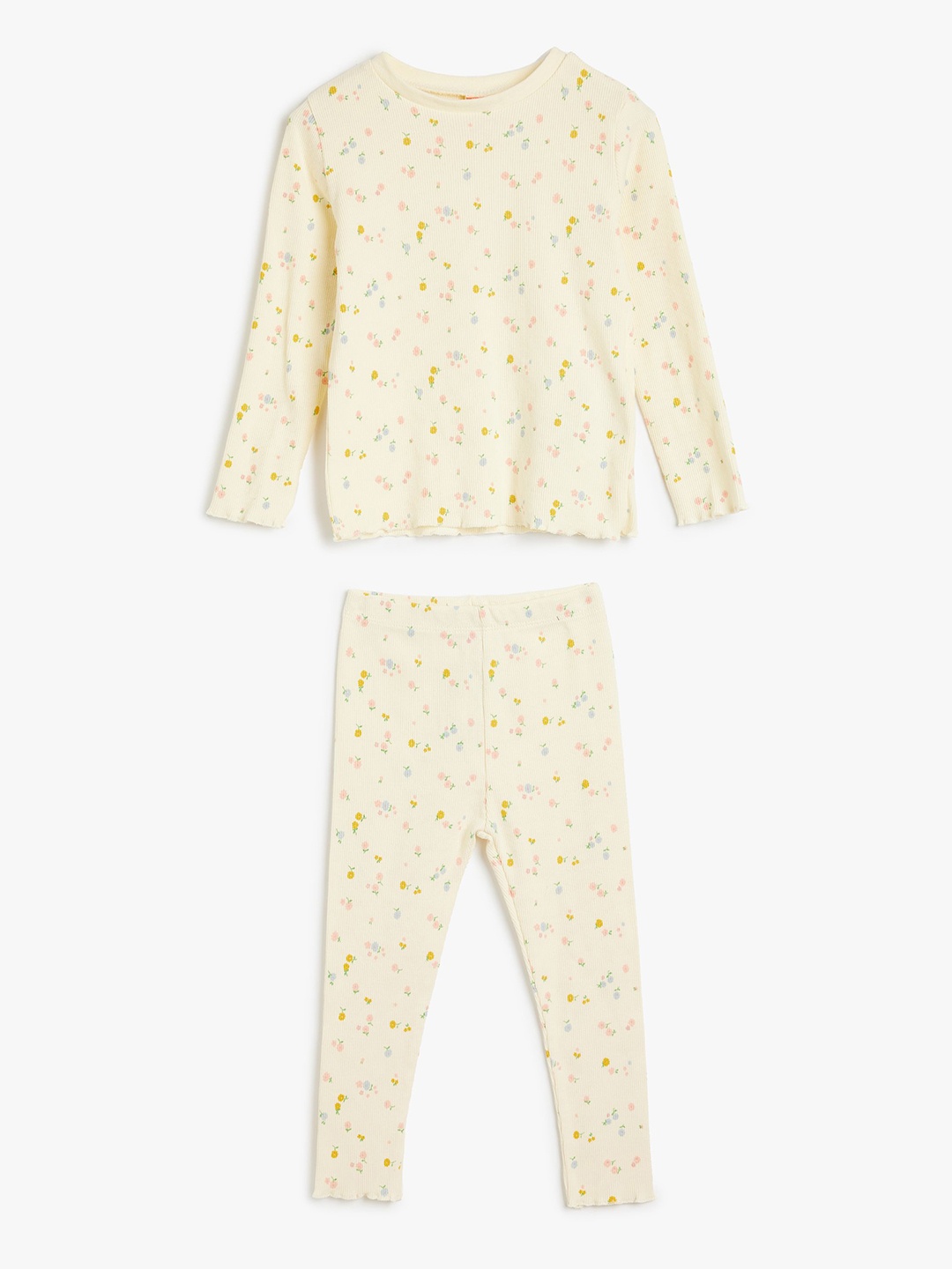 

Koton Girls Printed Top with Leggings, Beige