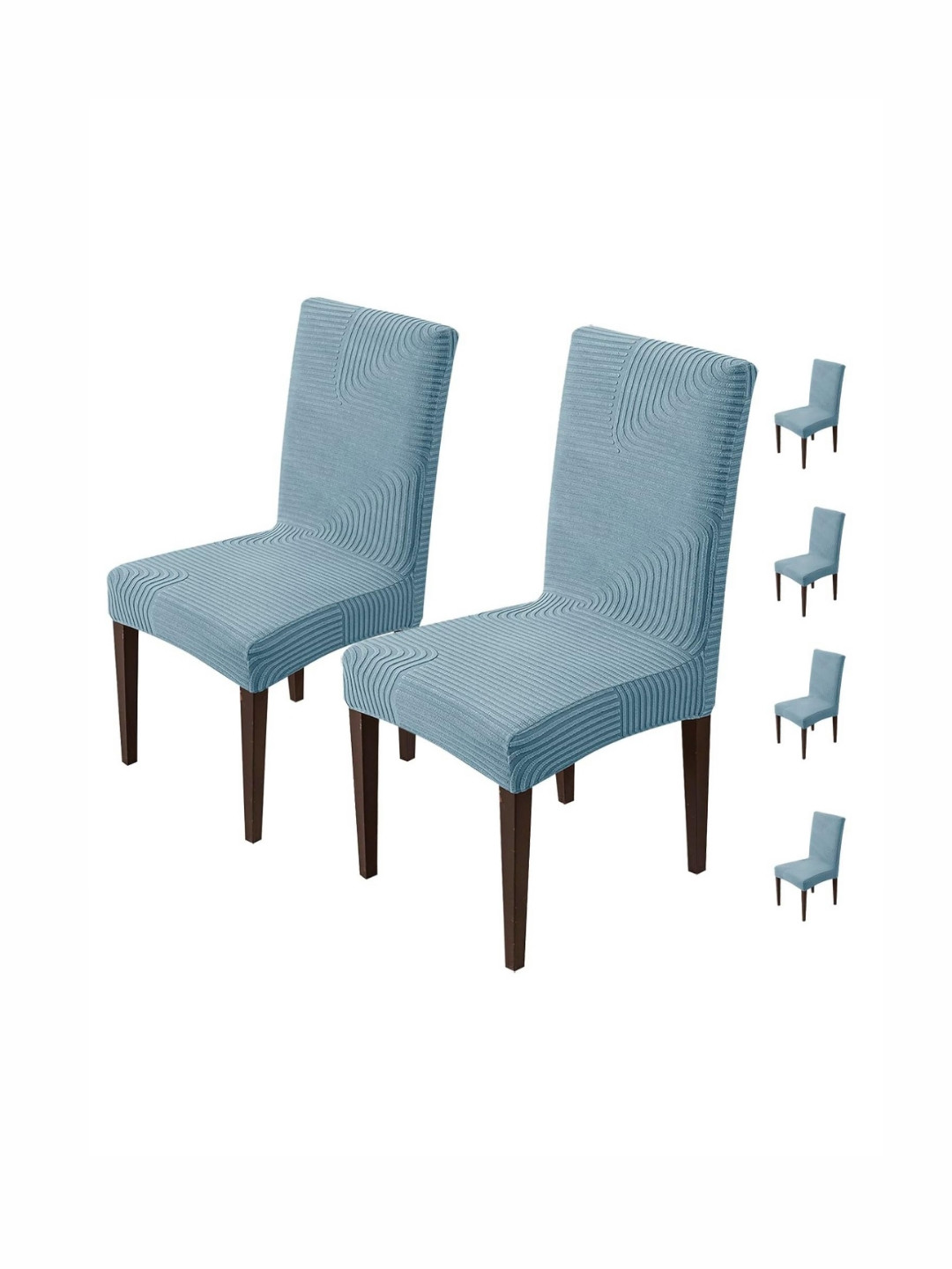 

HOUSE OF QUIRK Blue 6 Pieces Jacquard Textured Stretchable Chair Covers