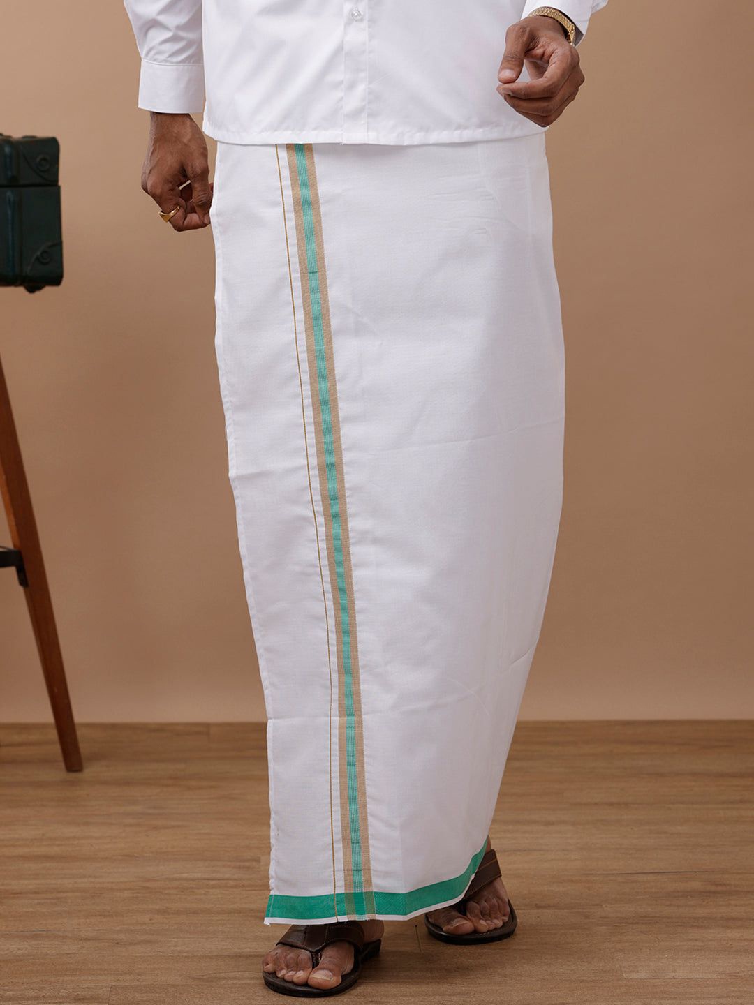 

Ramraj Men Solid Cotton Adjustable Dhoti, White
