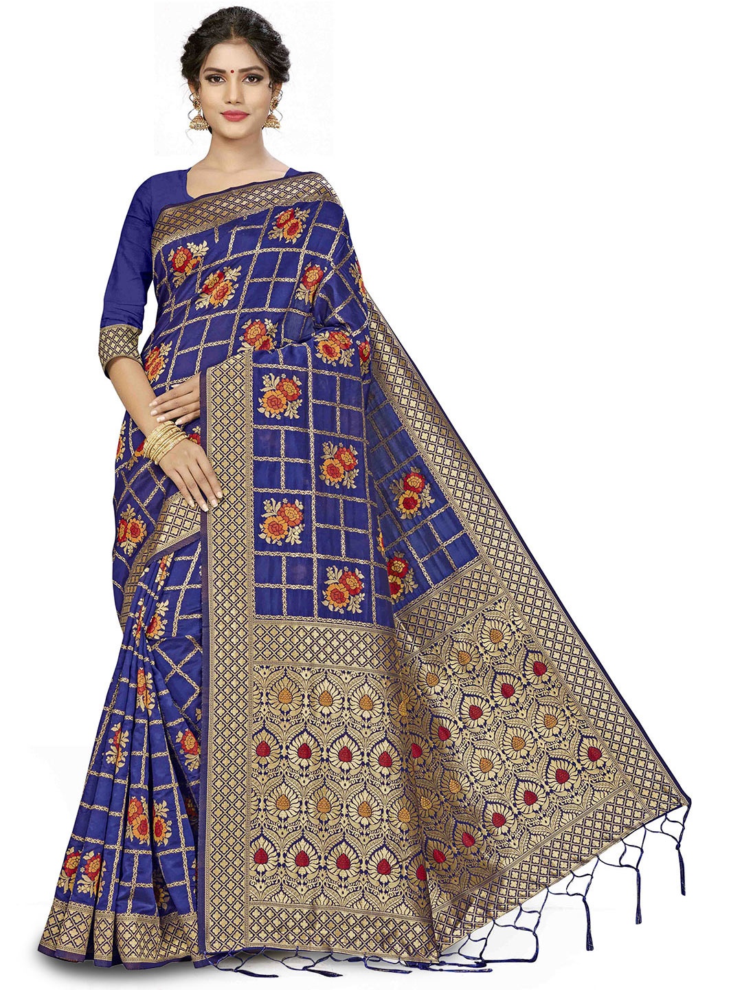 

Maroosh Woven Design Zari Banarasi Saree, Navy blue