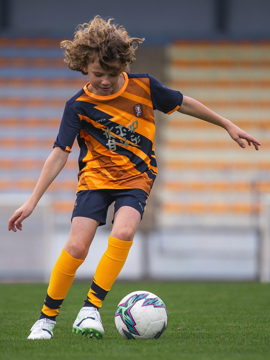 

Kipsta By Decathlon Kids Printed Viralto Quick Drying Football Jersey, Orange