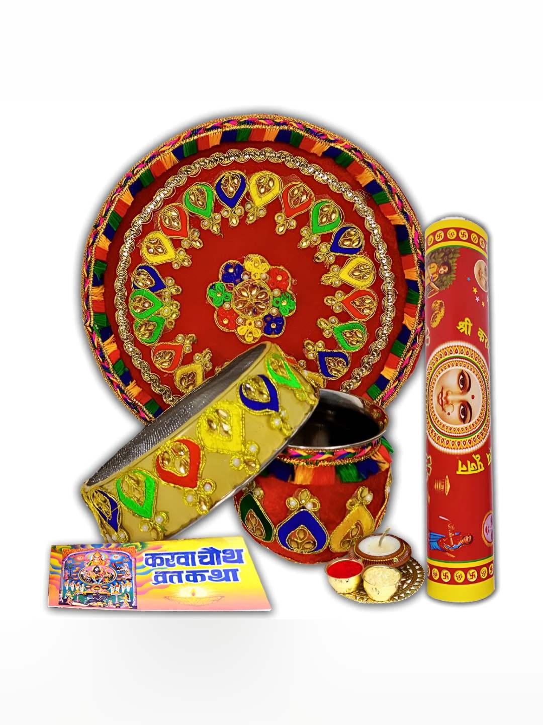 

ME & YOU Red & Yellow Karwa Chauth Puja Thali