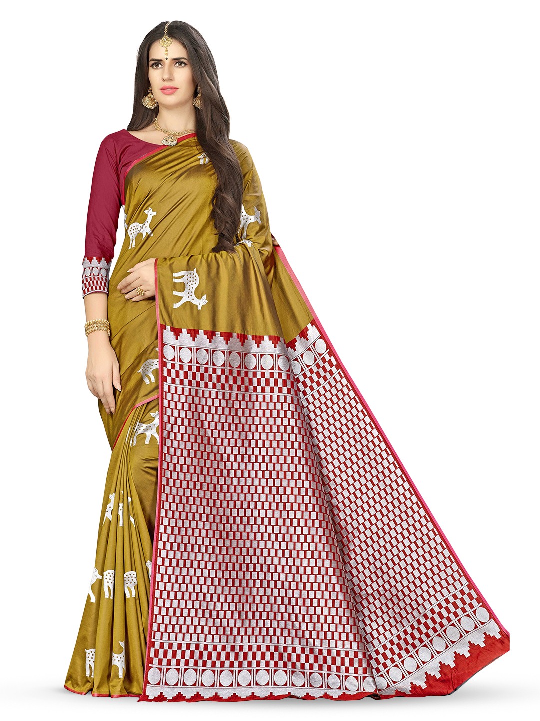 

Maroosh Woven Design Zari Banarasi Saree, Beige