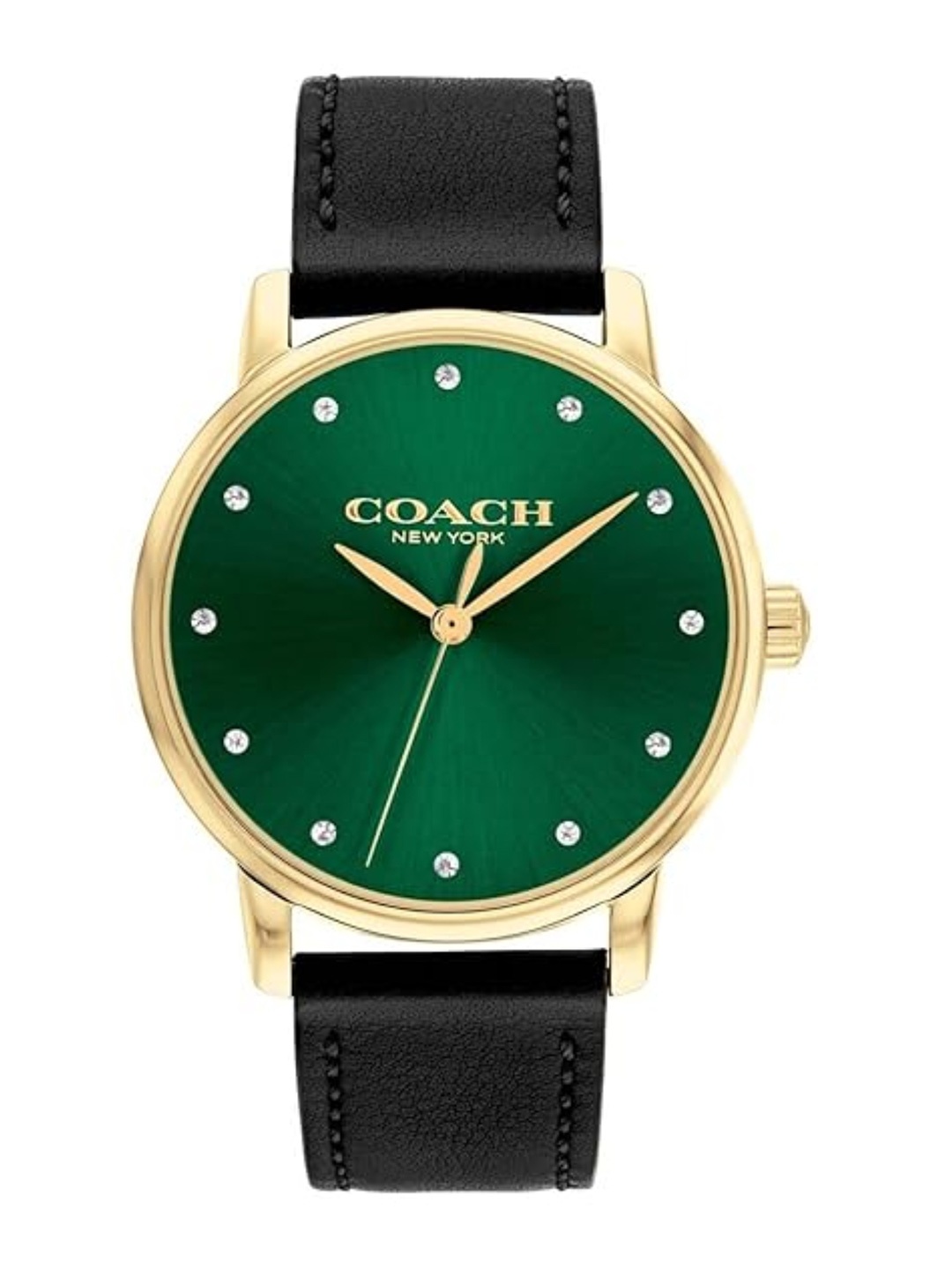 

Coach Women Grand Embellished Leather Analogue Watch 14503972, Green