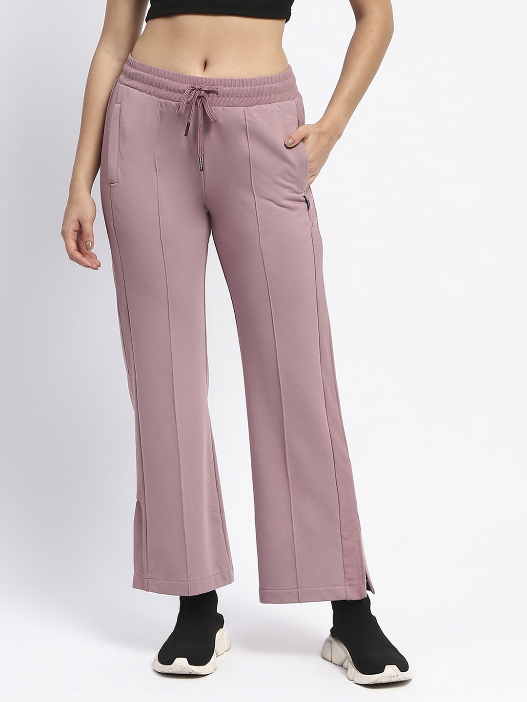 

MADAME M SECRET Women Mid-Rise Track Pants, Mauve