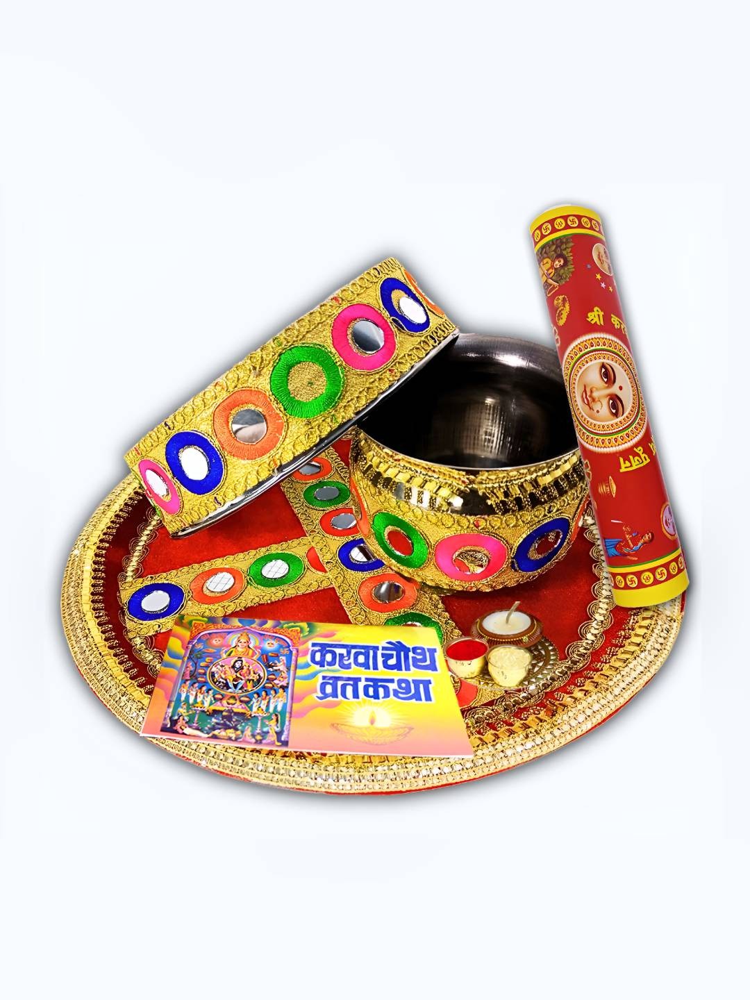 

ME & YOU Red & Yellow Karwa Chauth Pooja Thali Set
