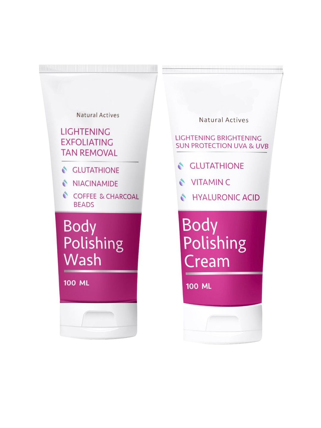 

DERMISTRY Skin Brightening Body Polishing Wash With Body Cream - 100 ml Each, Brown