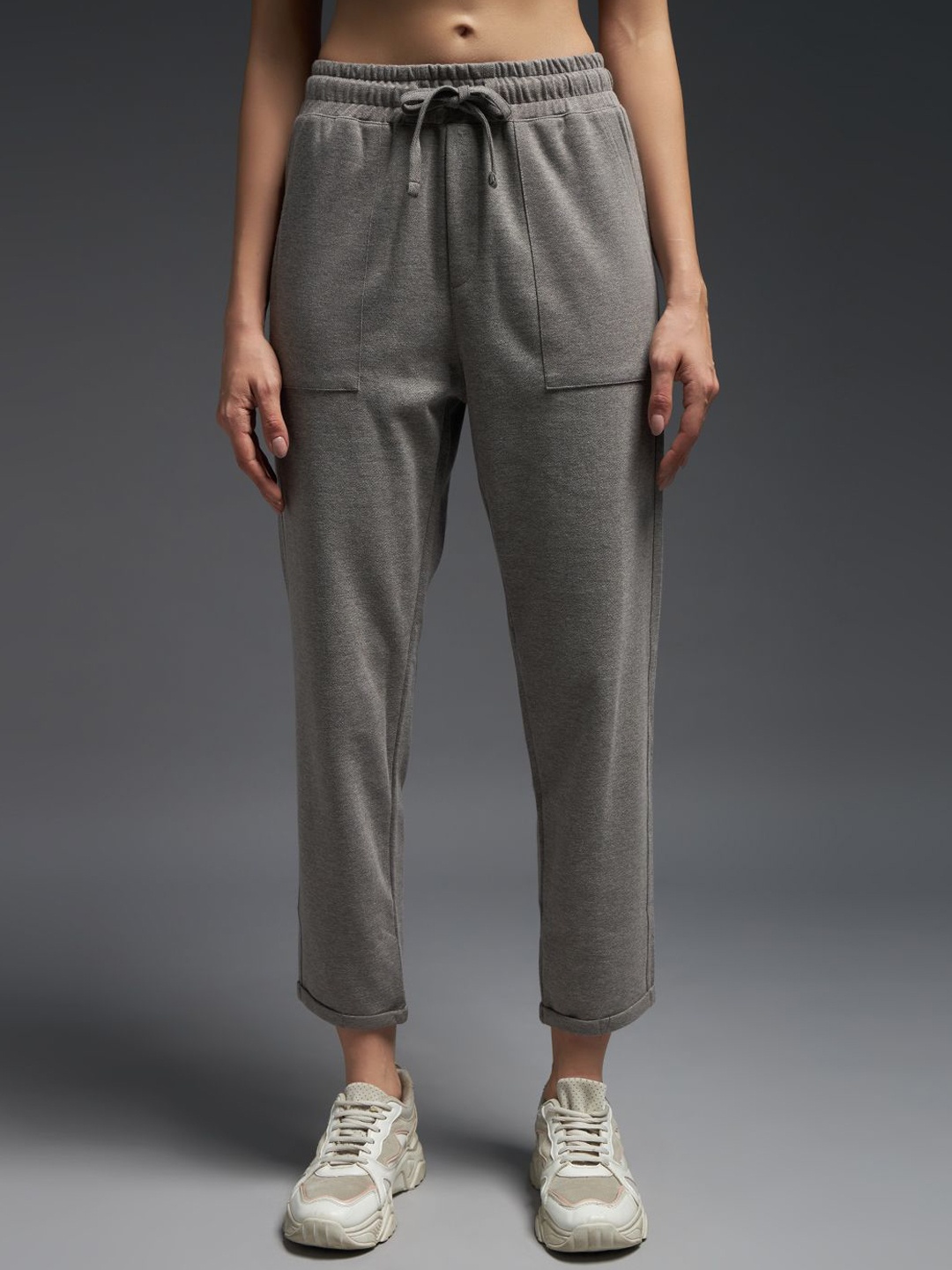 

MKH Women Mid-Rise Cotton Track Pant, Grey