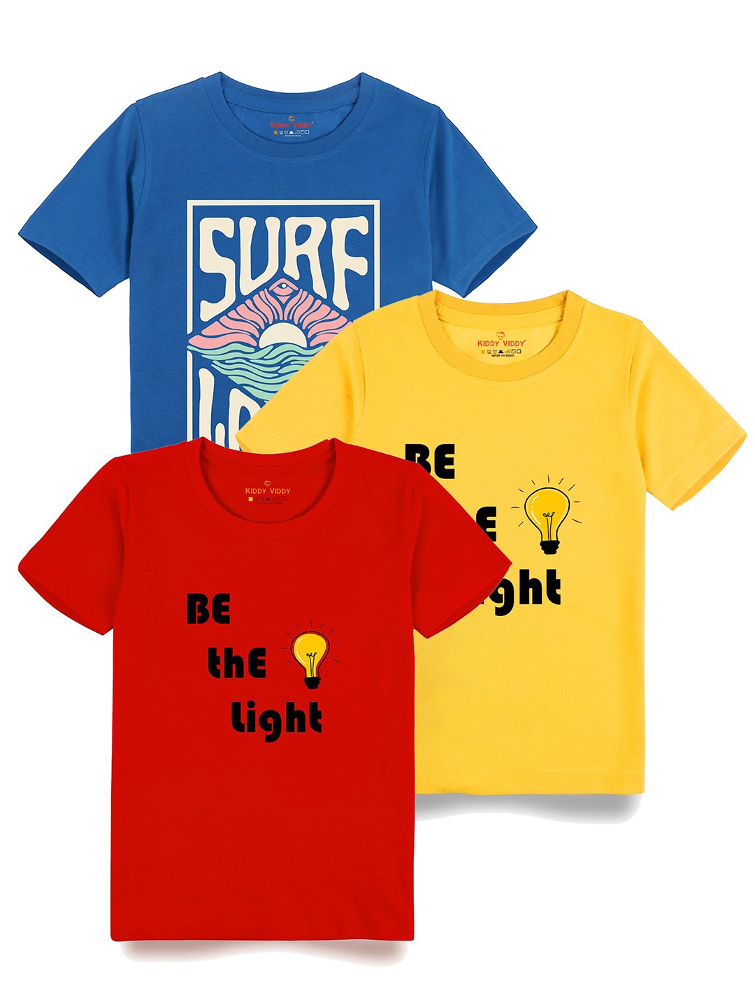 

AUSK Boys Pack Of 3 Graphic Printed Round Neck Cotton T-shirts, Red