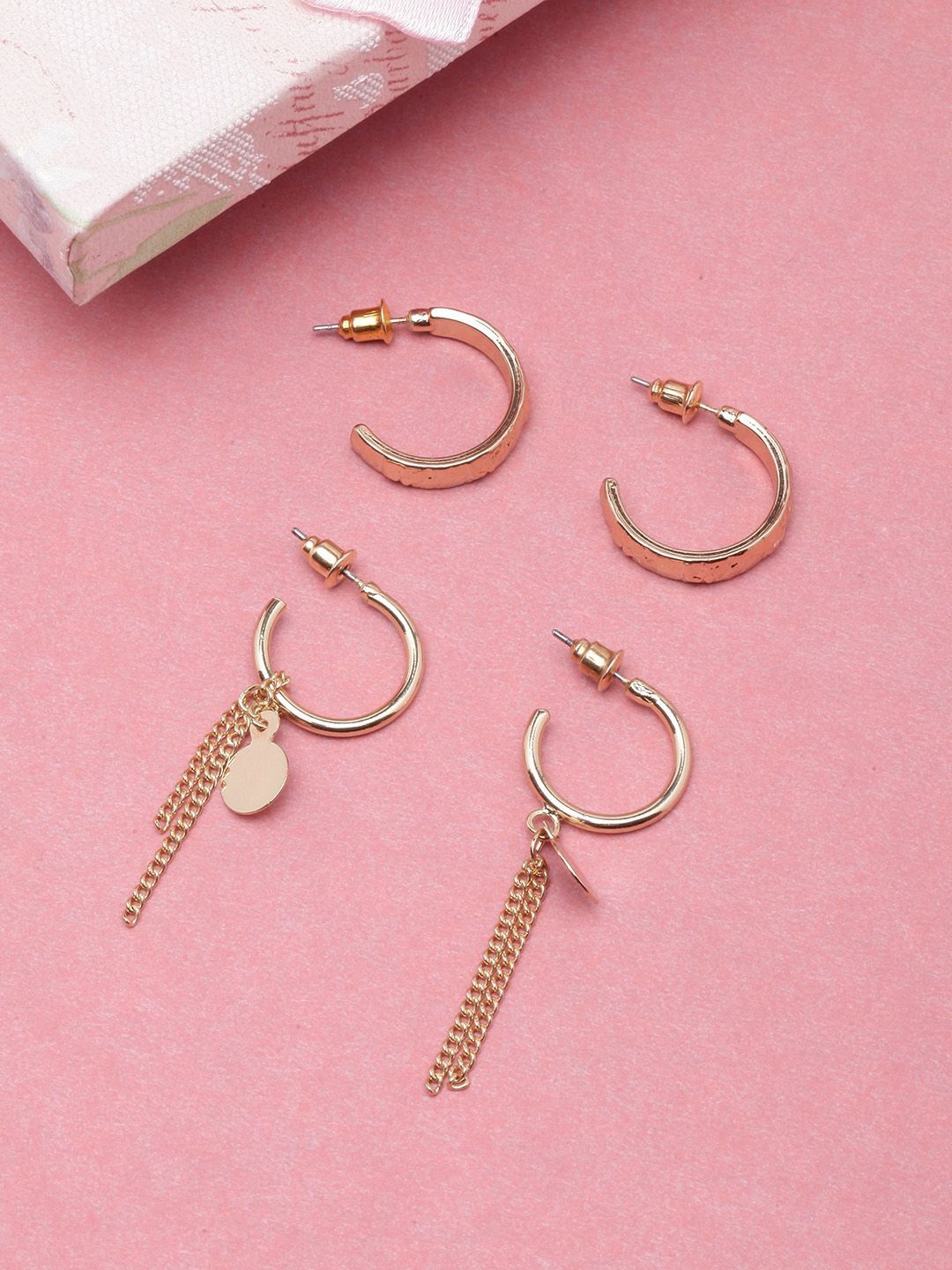 

KPOP Set Of 2 Gold Plated Circular Half Hoop Earrings