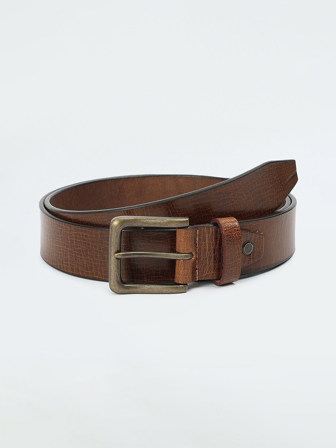 

max Men Textured Leather Formal Belt, Brown