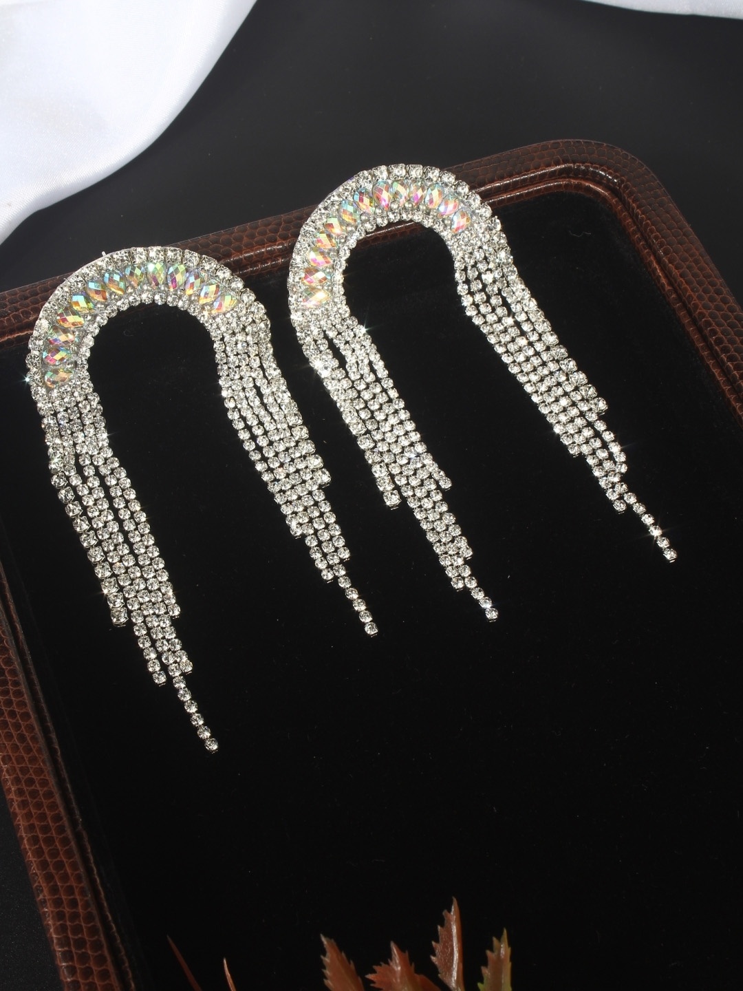 

KPOP Silver-Plated Contemporary Rhinestone Studded Drop Earrings