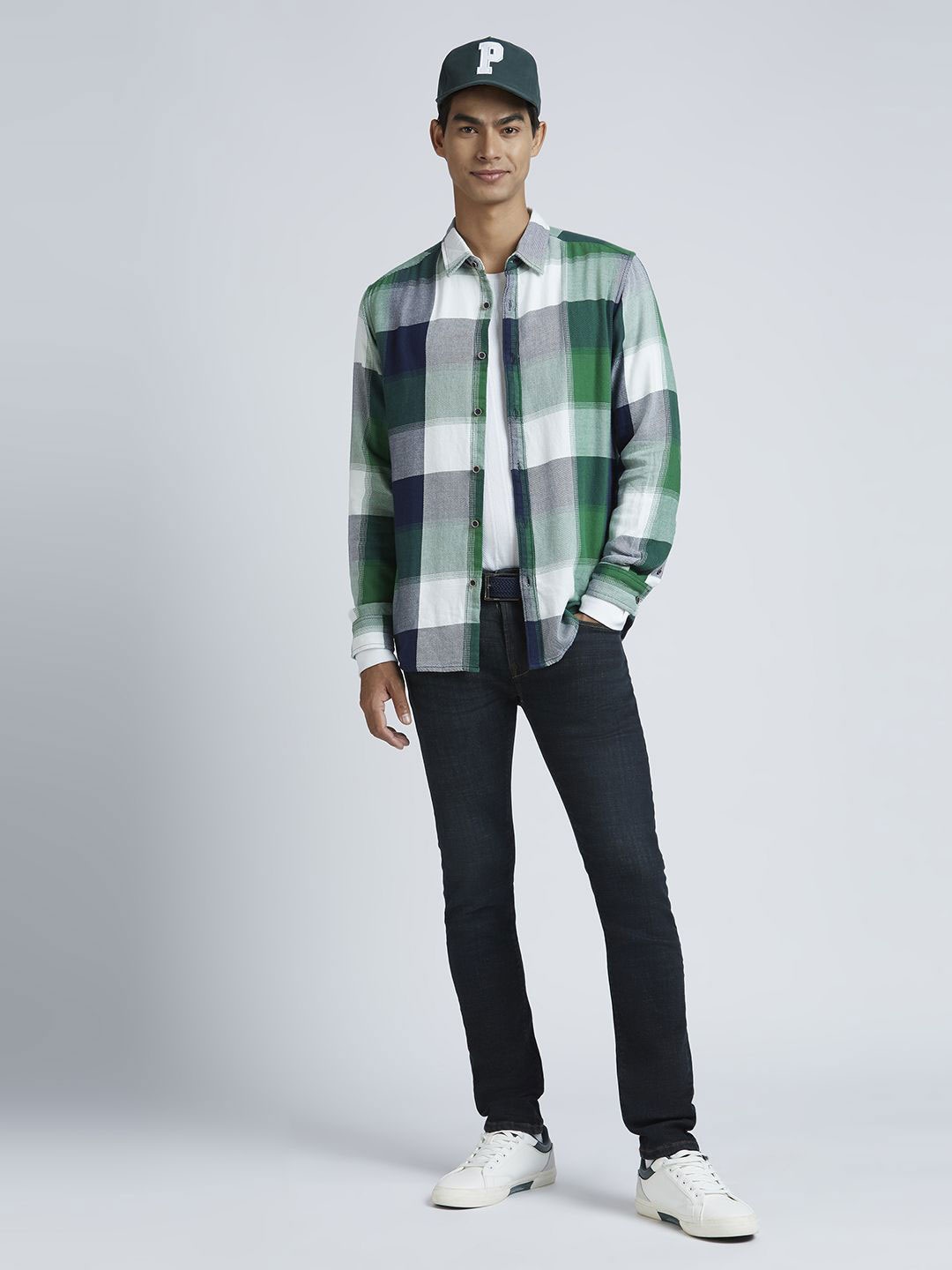 

Pepe Jeans Men Spread Collar Tartan Checked Cotton Casual Shirt, Green