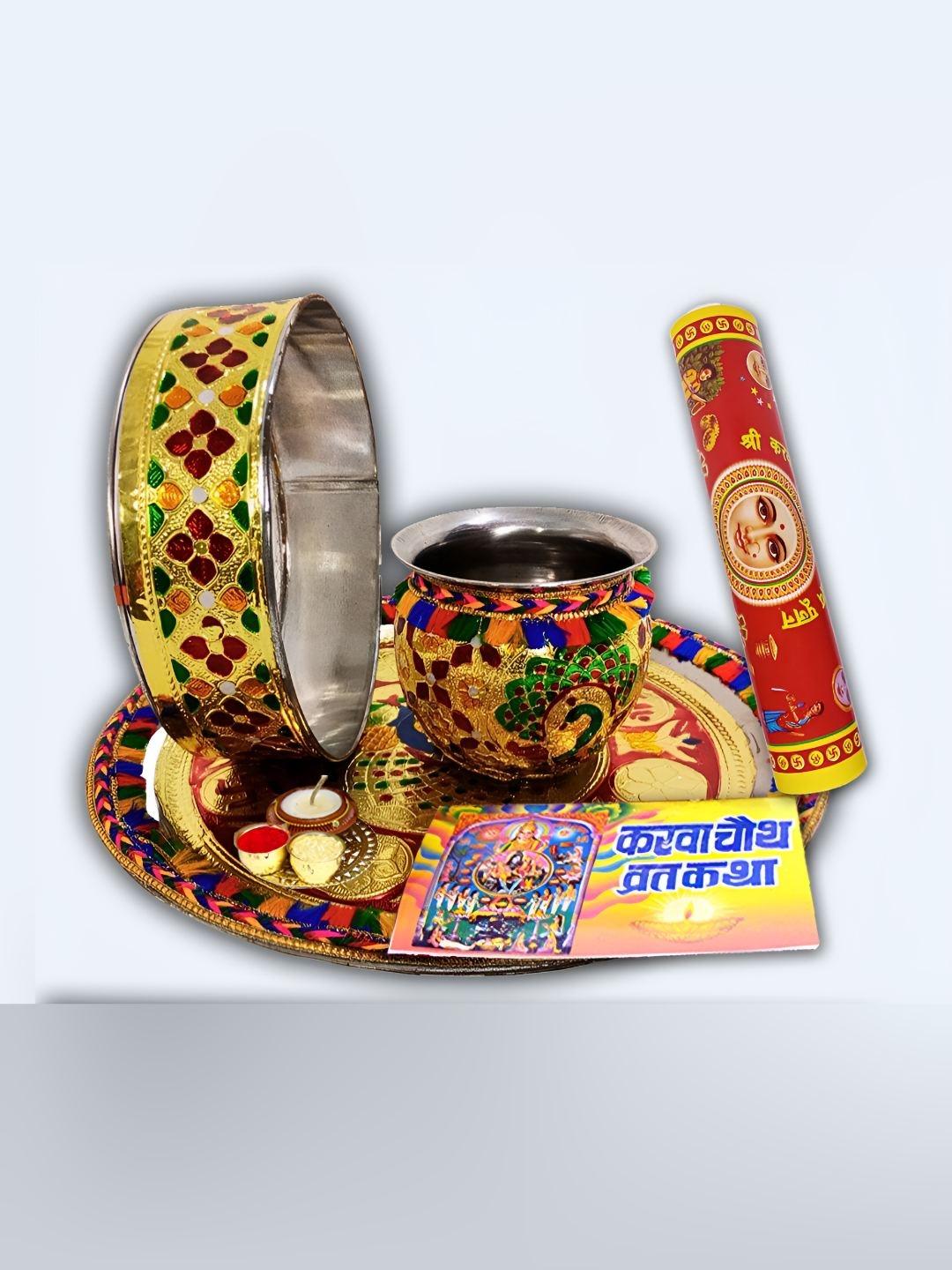 

ME & YOU Red & Yellow Karwa Chauth Pooja Thali Set