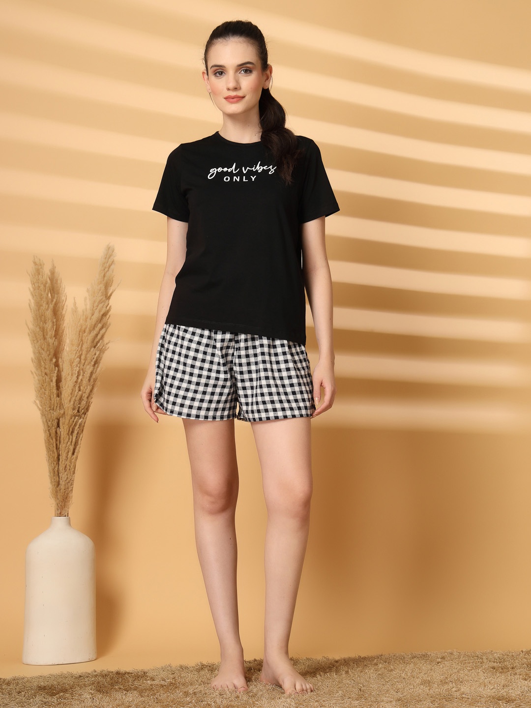 

ETC Women Printed Night suit, Black