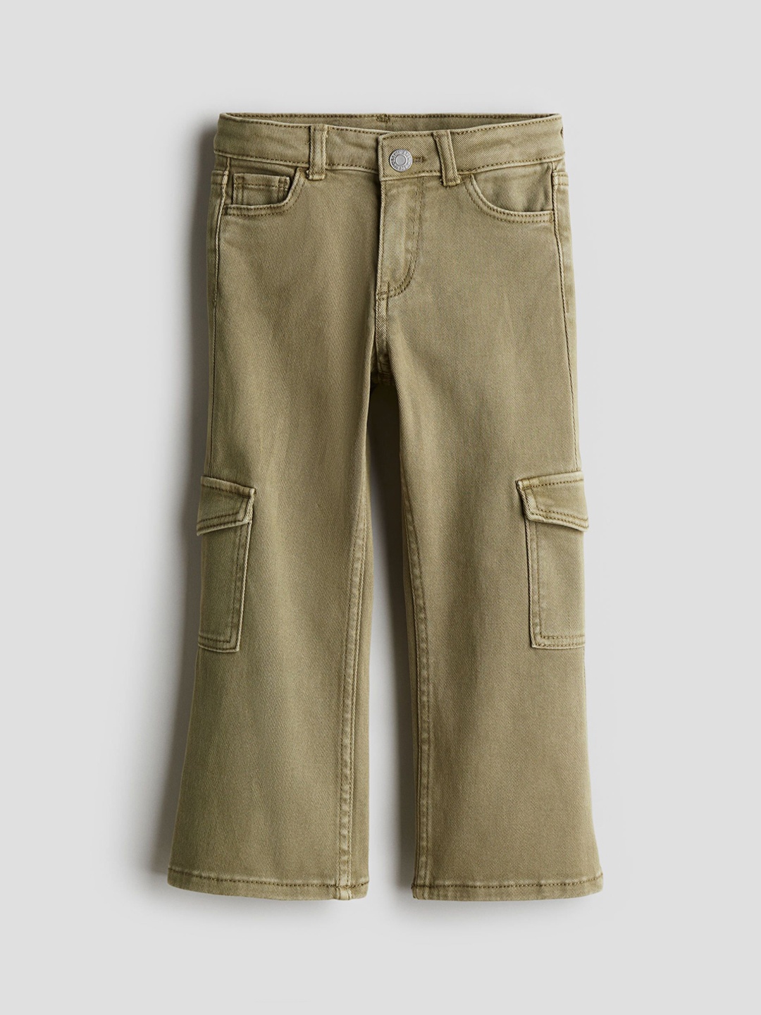 

H&M Girls Bootcut Cargo Jeans, Green