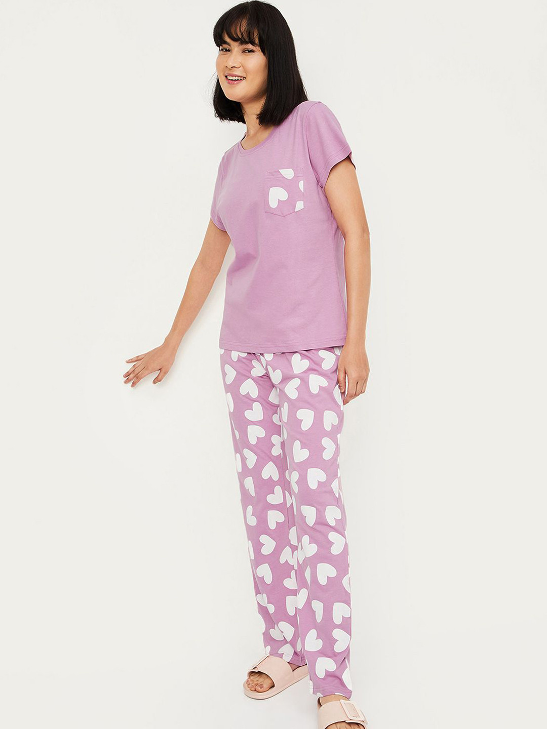 

Max Women Heart Printed Pj Set, Purple
