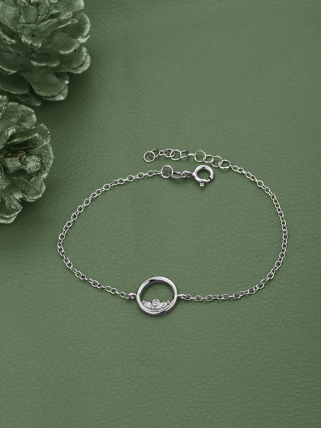 

Sangria Rhodium-Plated 925 Sterling Silver Cubic Zirconia Link Bracelet