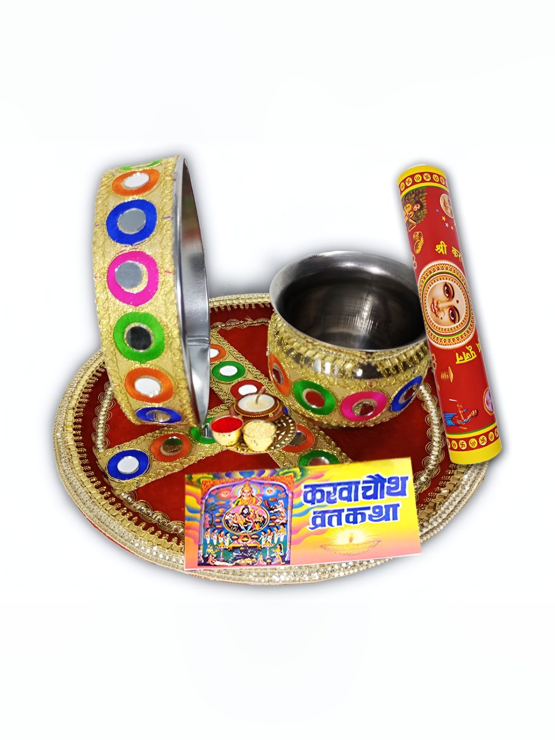 

ME & YOU Red & Yellow Karwa Chauth Puja Thali
