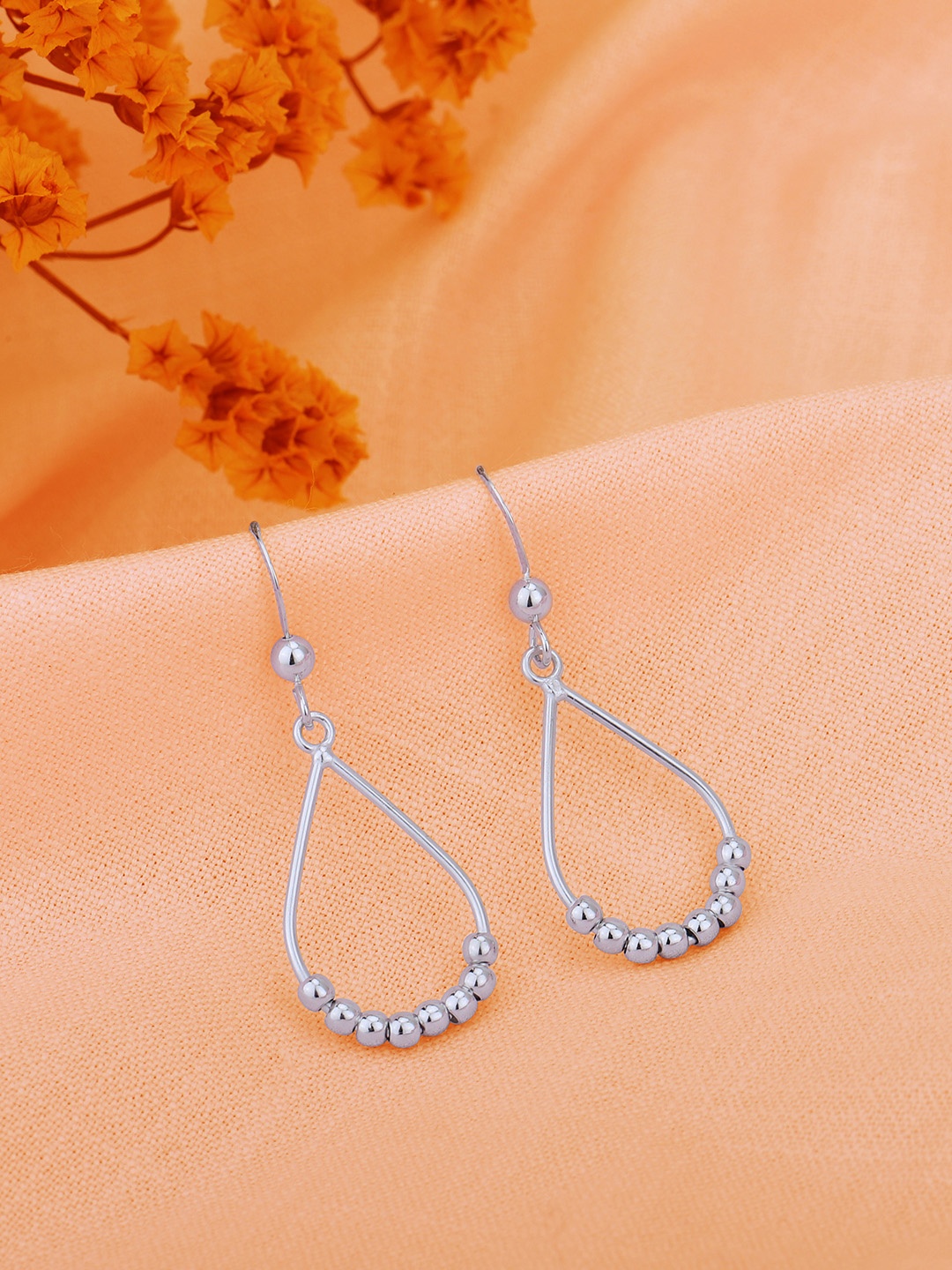 

Sangria Rhodium-Plated 925 Sterling Silver Teardrop Shaped Drop Earrings
