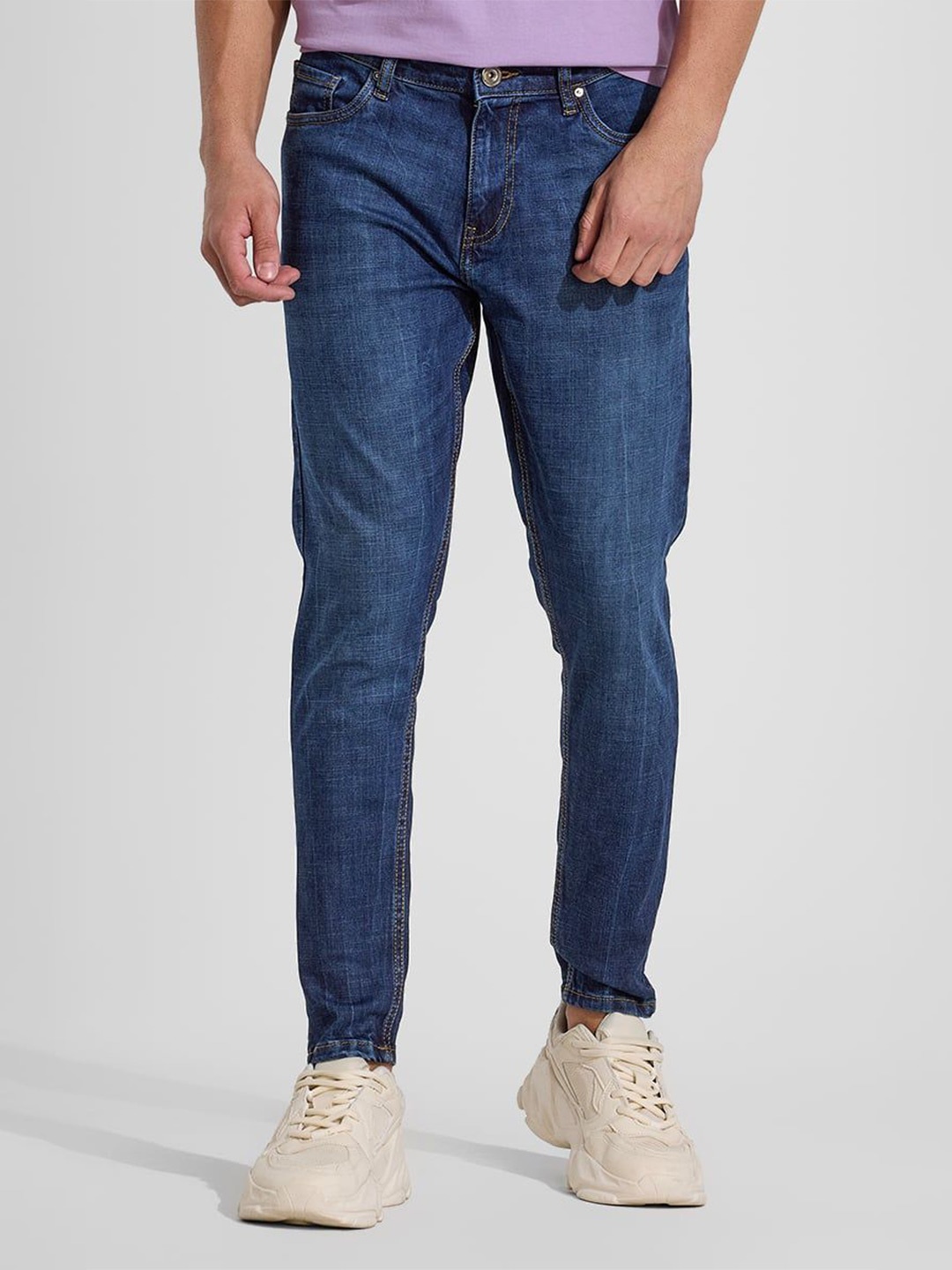 

Snitch Men Narrow Skinny Fit Heavy Fade Stretchable Jeans, Blue