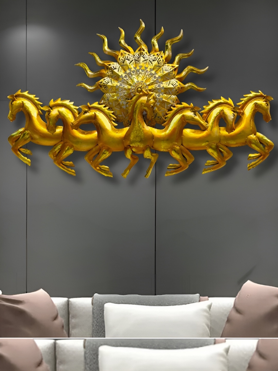 

ANSHIKA INTERNATIONAL Textured Metal Horses Wall Decor Hangings, Gold