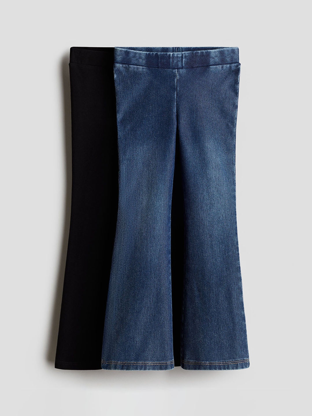 

H&M Girls 2-Pcs Flared Jeggings, Blue