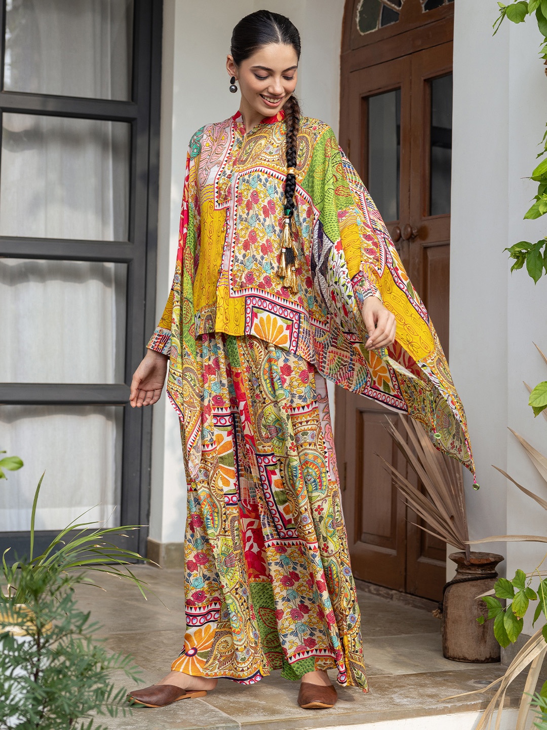 

Envy Me by FASHOR Women Printed Kaftan Top & Palazzo Co-Ords, Yellow