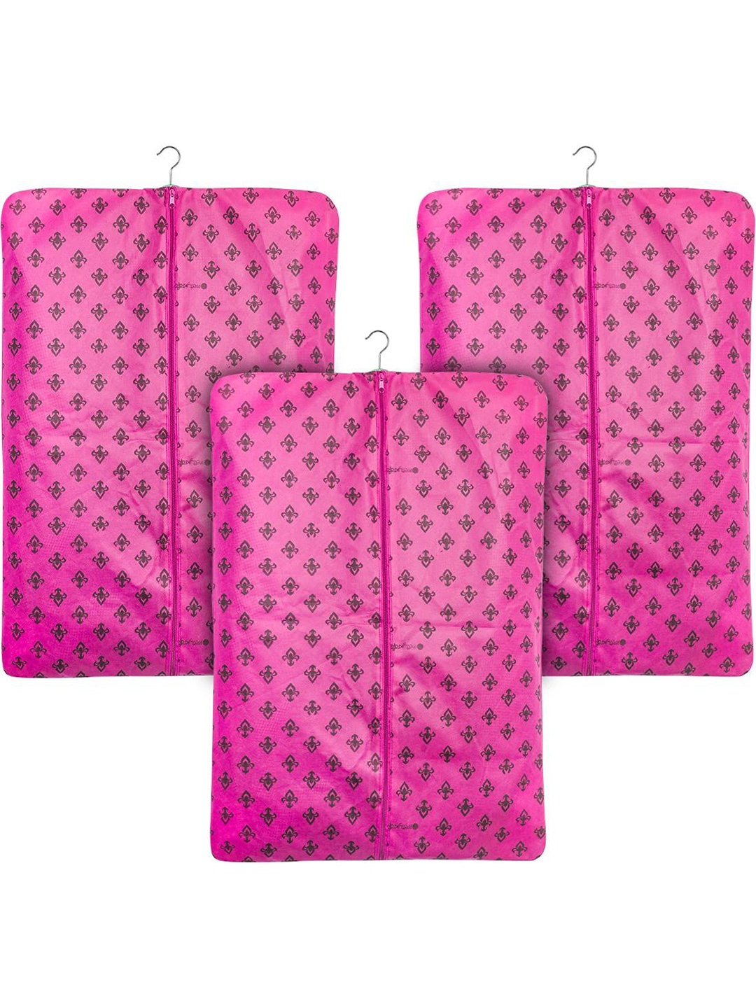 

prettykrafts Pink & Black 3 Pieces Printed Reusable Suit Organiser