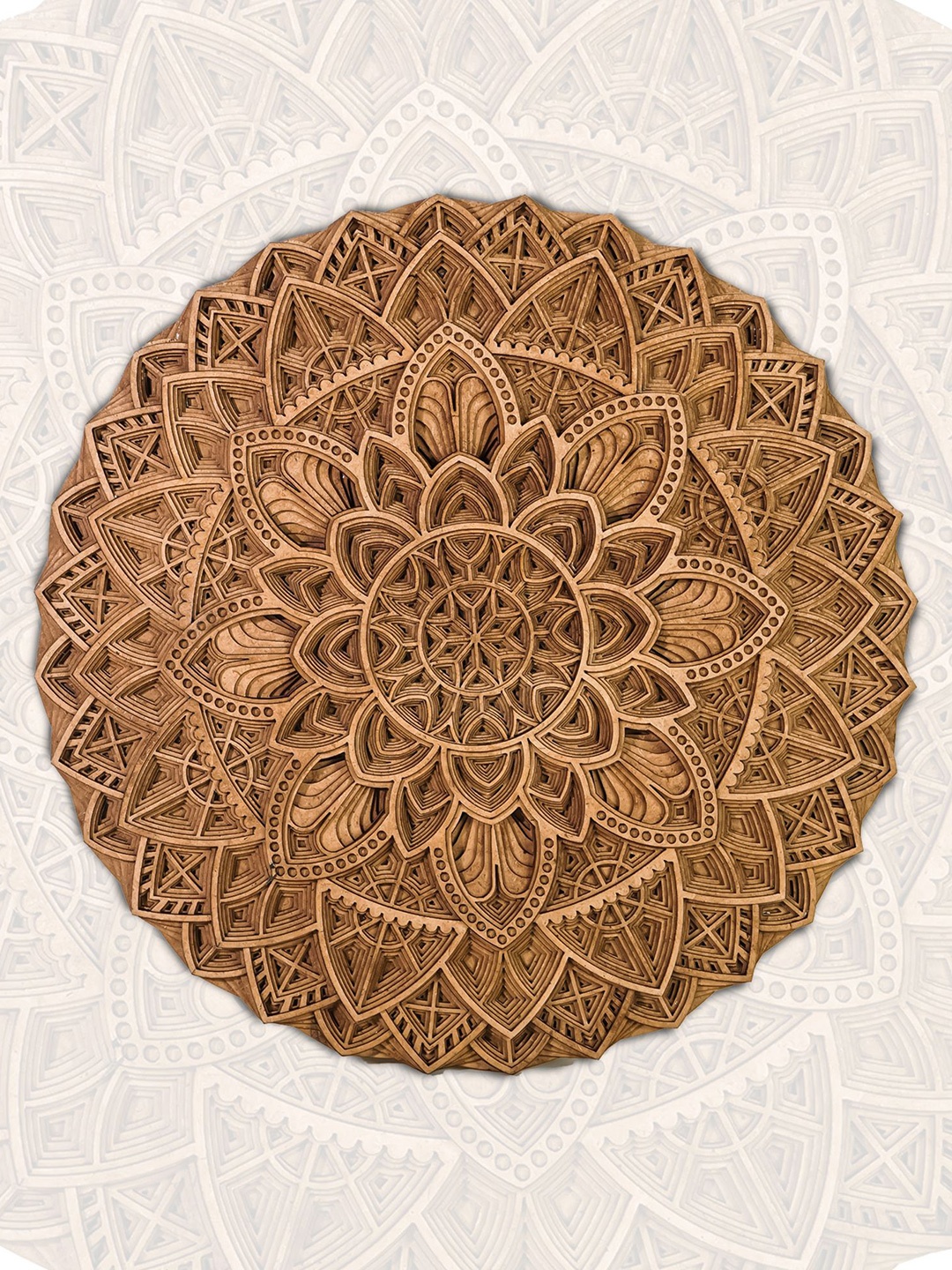 

Ekhasa Brown 3D Laser Cut Mandala Wooden Wall Hanging
