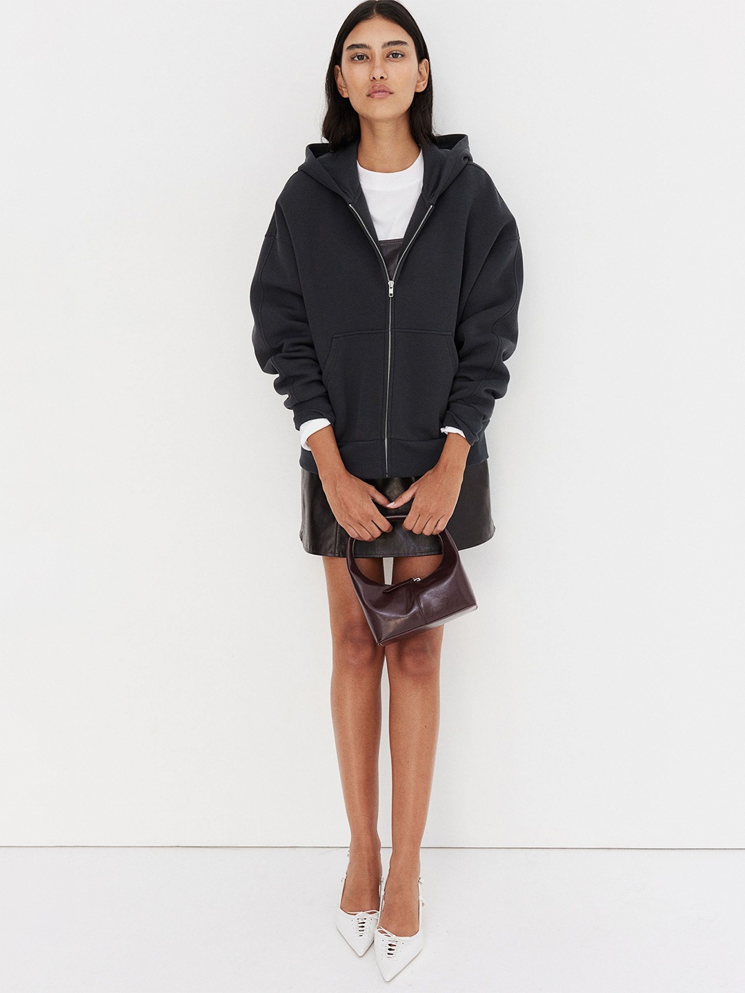 

H&M Oversized Zip-Through Hoodie, Grey