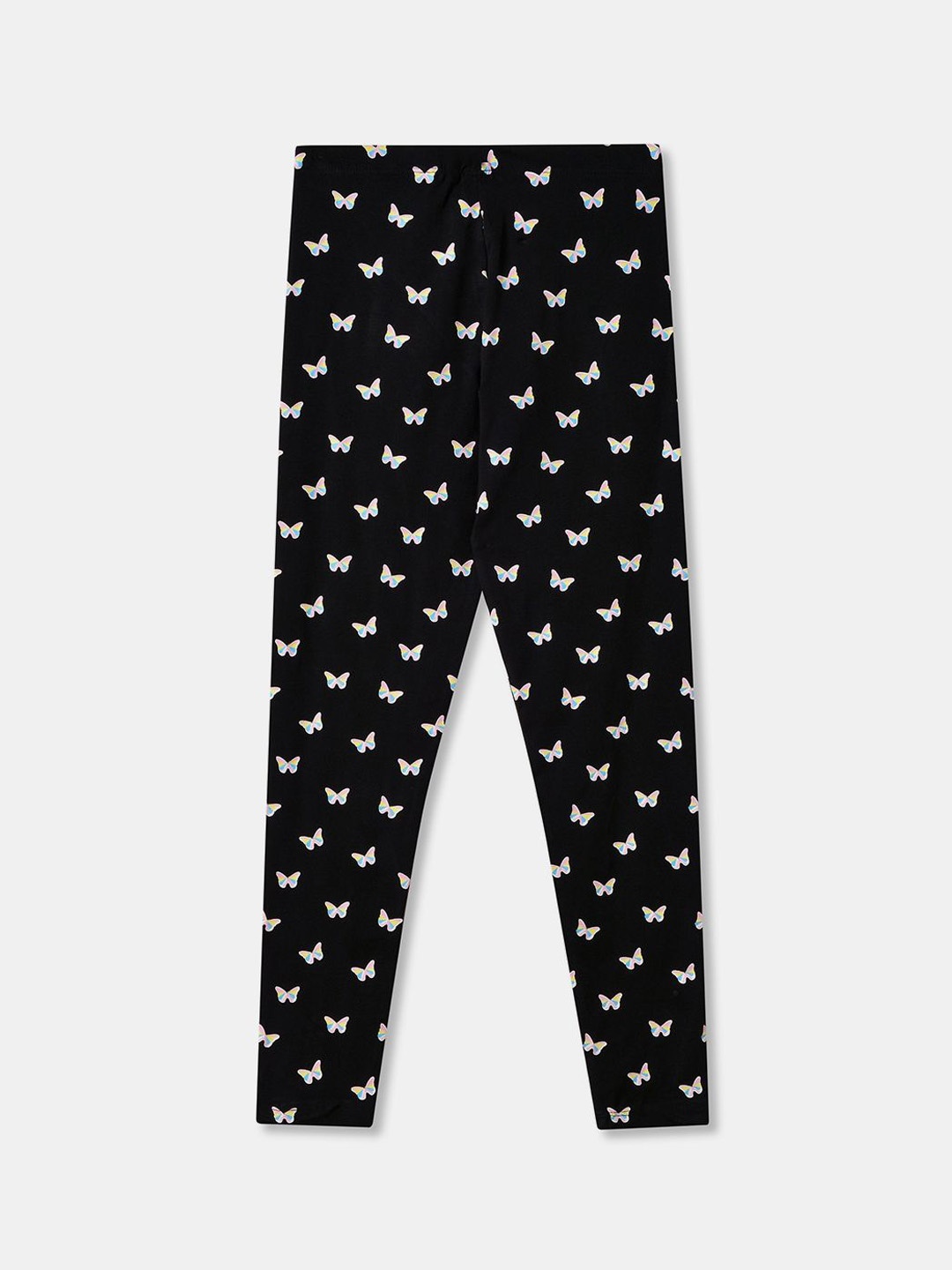 

R&B Girls Printed Cotton Ankle-Length Leggings, Black